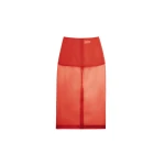 The Frankie Shop Peri Sheer Midi Skirt - Red - Oversized Minimalist Skirts in Red - Shop at Coveti