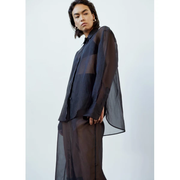The Frankie Shop Peri Sheer Shirt – Black, view 5