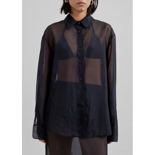 The Frankie Shop Peri Sheer Shirt – Black, view 6