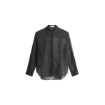 The Frankie Shop Peri Sheer Shirt - Black - Oversized Minimalist Tops in Black - Shop at Coveti