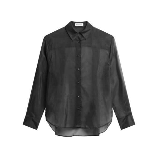 The Frankie Shop Peri Sheer Shirt - Black - Oversized Minimalist Tops in Black - Shop at Coveti