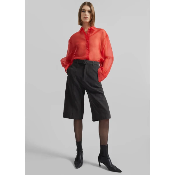 The Frankie Shop Peri Sheer Shirt – Red, view 3