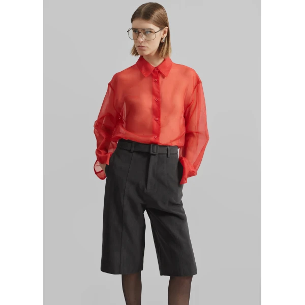 The Frankie Shop Peri Sheer Shirt – Red, view 4