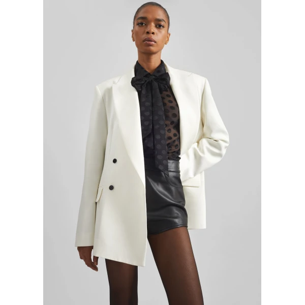 The Frankie Shop Peri Sheer Tie-Neck Shirt – Black Polka Dot, view 6