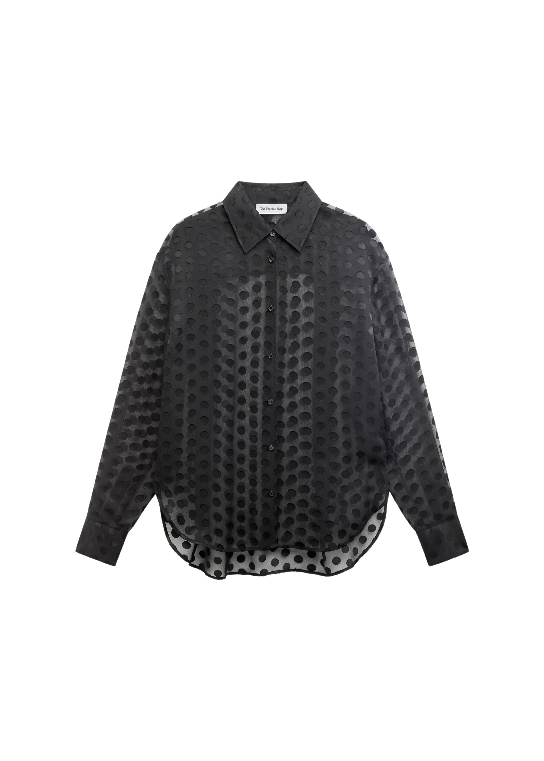 The Frankie Shop Peri Sheer Tie-Neck Shirt – Black Polka Dot