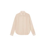The Frankie Shop Peri Silk Georgette Shirt - Beige - Oversized Minimalist Tops in Beige - Shop at Coveti
