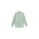 The Frankie Shop Peri Silk Shirt - Green Stripe - Oversized Minimalist Tops in Multicolour - Shop at Coveti