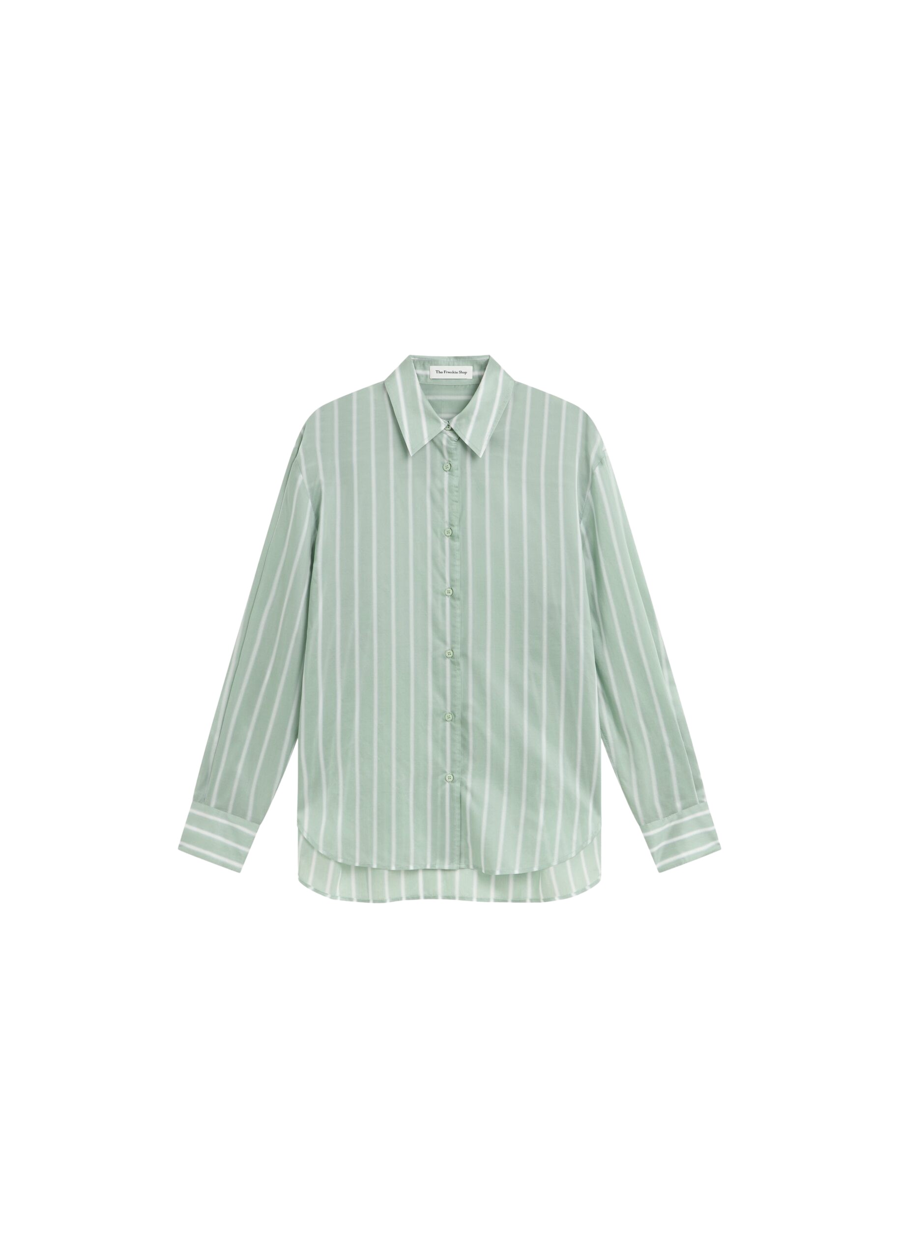 The Frankie Shop Peri Silk Shirt – Green Stripe