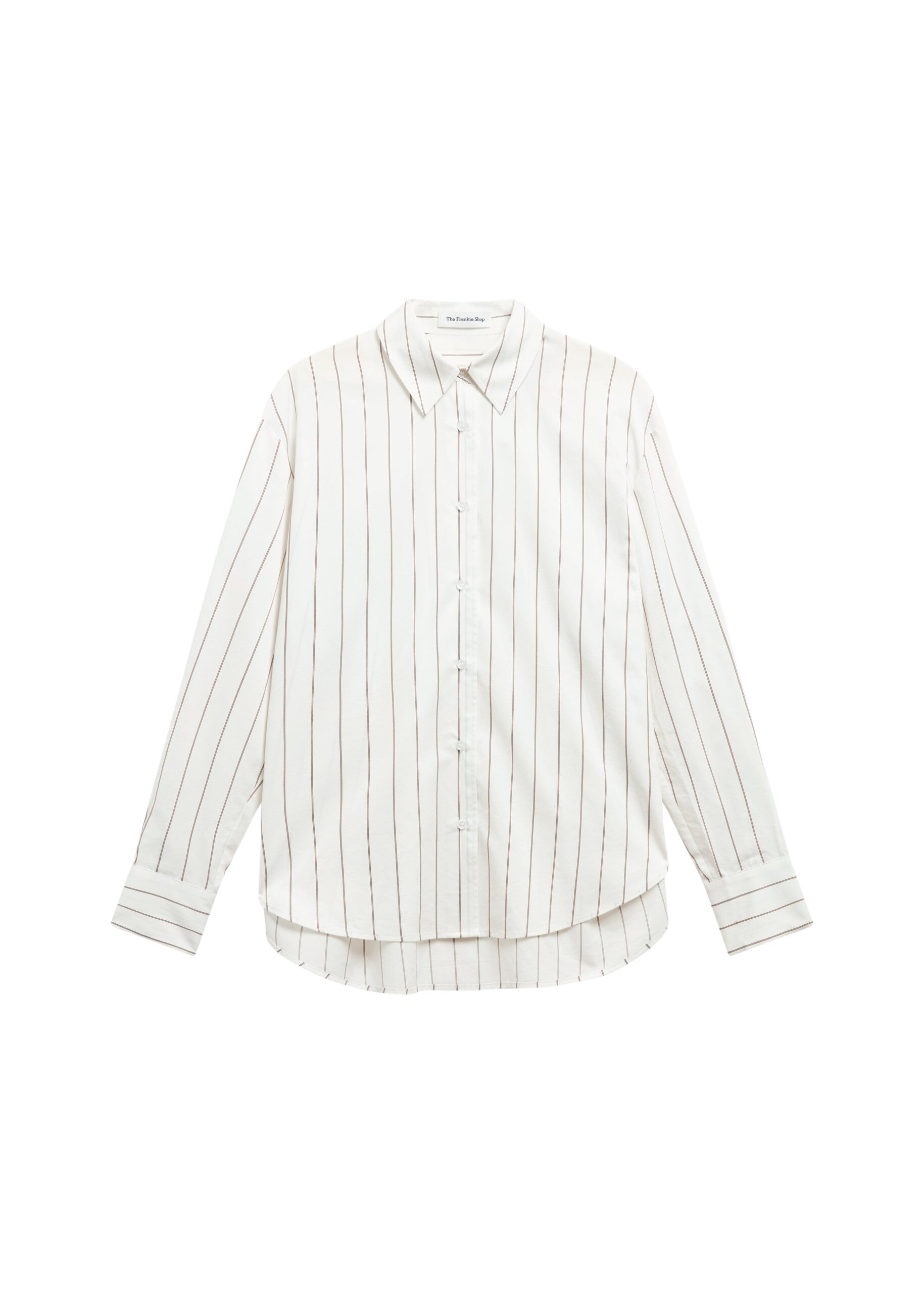 The Frankie Shop Peri Striped Cotton Shirt – White/Brown Stripe