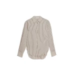 The Frankie Shop Peri Striped Fluid Shirt - Beige/Brown - Oversized Minimalist Tops in Beige - Shop at Coveti