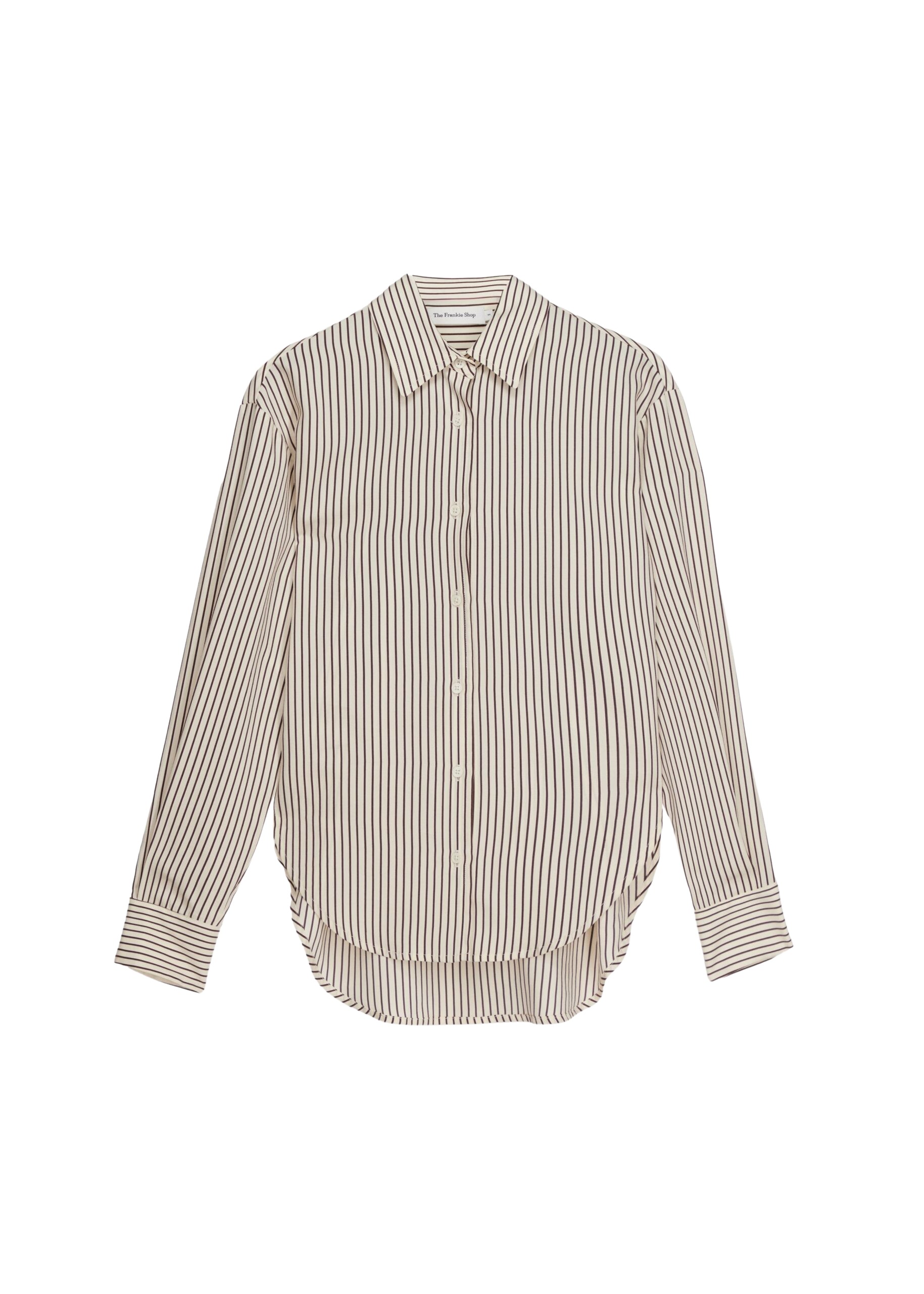 The Frankie Shop Peri Striped Fluid Shirt – Beige/Brown