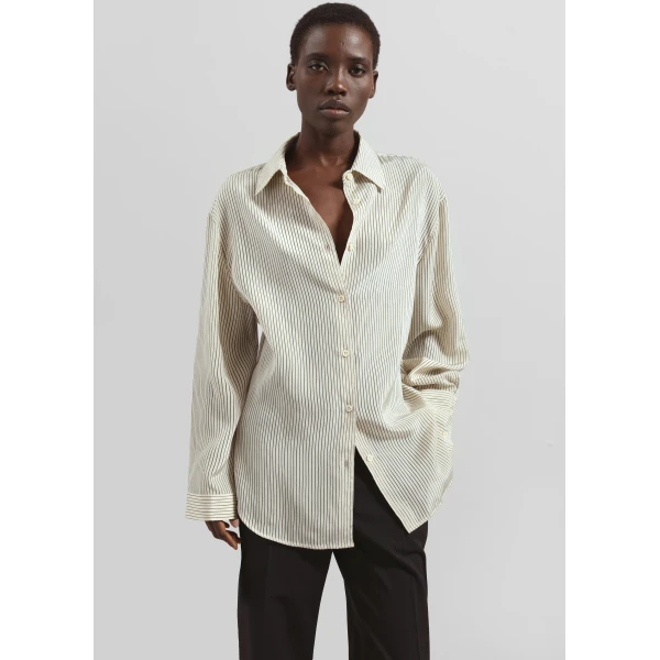 The Frankie Shop Peri Striped Shirt – Ivory/Black, view 2