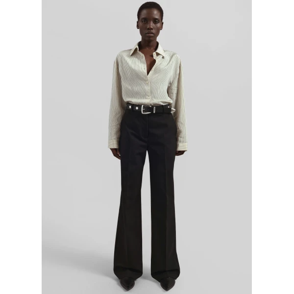 The Frankie Shop Peri Striped Shirt – Ivory/Black, view 3