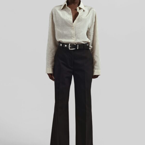 The Frankie Shop Peri Striped Shirt - Ivory/Black - Oversized Minimalist Tops in Multicolour - Shop at Coveti