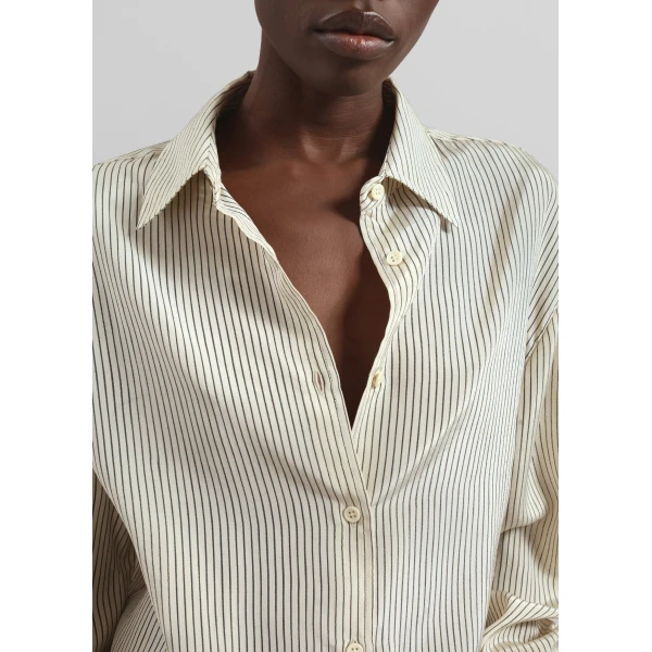 The Frankie Shop Peri Striped Shirt – Ivory/Black, view 4