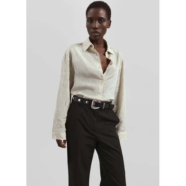 The Frankie Shop Peri Striped Shirt – Ivory/Black, view 5