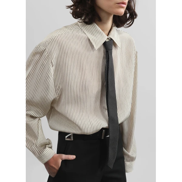 The Frankie Shop Peri Striped Shirt – Ivory/Black, view 6