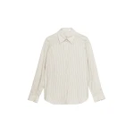 The Frankie Shop Peri Striped Shirt - Ivory/Black - Oversized Minimalist Tops in Multicolour - Shop at Coveti