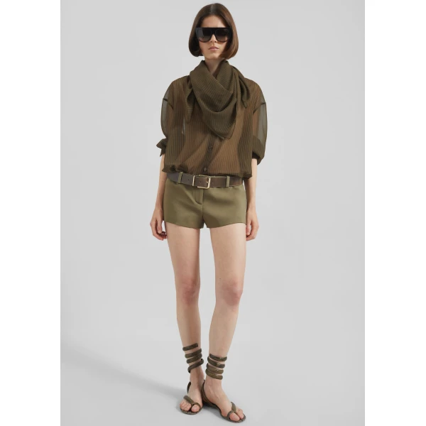 The Frankie Shop Peri Striped Shirt – Olive/Black Stripe, view 5