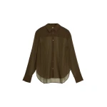 The Frankie Shop Peri Striped Shirt - Olive/Black Stripe - Oversized Minimalist Tops in Multicolour - Shop at Coveti