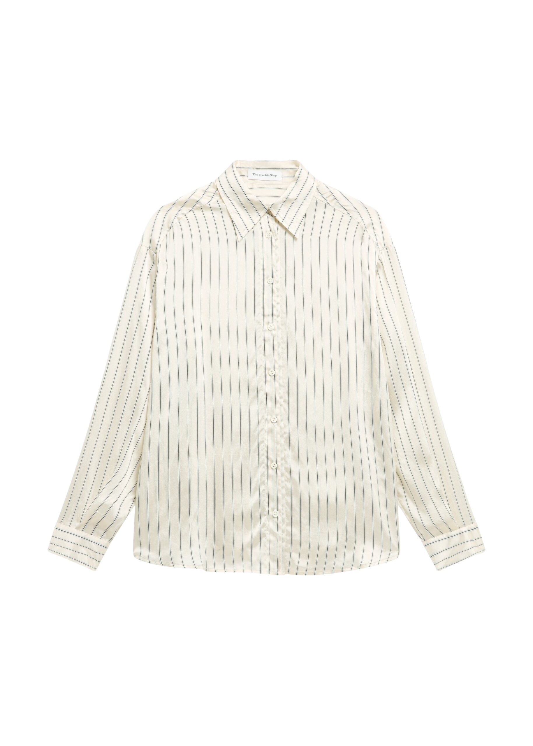 The Frankie Shop Peri Striped Silk Shirt – Cream/Navy Stripe