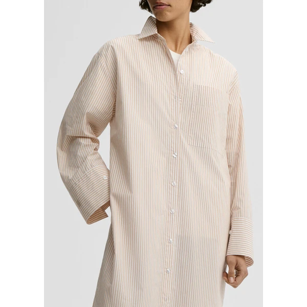 The Frankie Shop Perroti Cotton Maxi Dress – Dark Sand Stripe, view 4