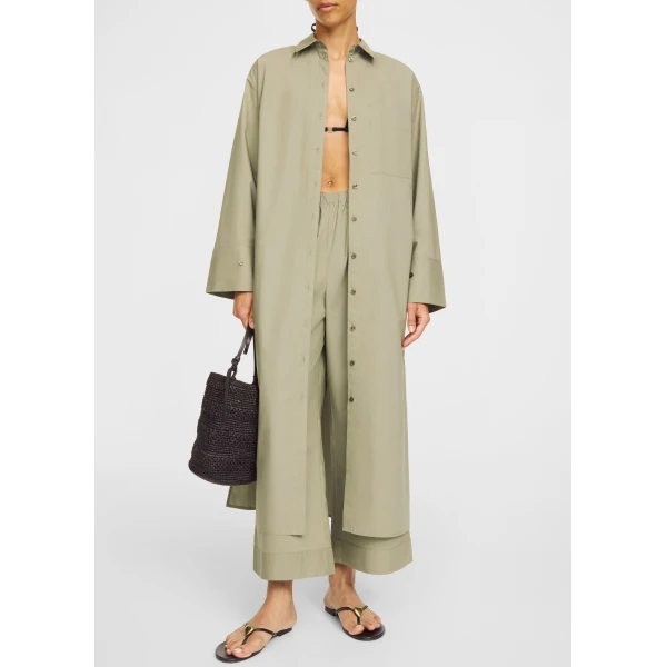 The Frankie Shop Perroti Cotton Maxi Dress – Deep Lichen Green, view 2