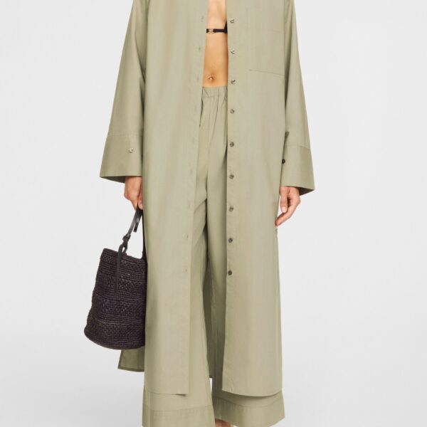 The Frankie Shop Perroti Cotton Maxi Dress - Deep Lichen Green - Oversized Minimalist Dresses in Green - Shop at Coveti