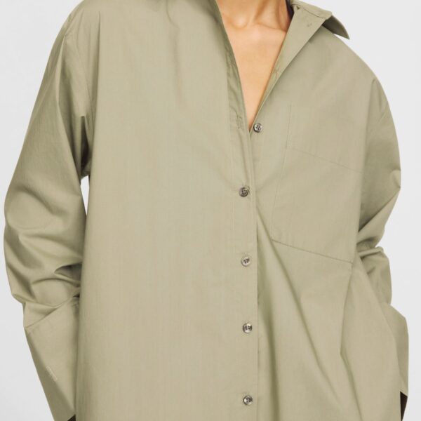 The Frankie Shop Perroti Cotton Maxi Dress - Deep Lichen Green - Oversized Minimalist Dresses in Green - Shop at Coveti