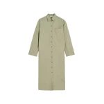 The Frankie Shop Perroti Cotton Maxi Dress - Deep Lichen Green - Oversized Minimalist Dresses in Green - Shop at Coveti