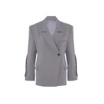 The Frankie Shop Pia Boxy Blazer - Grey - Oversized Minimalist Jackets in Grey - Shop at Coveti