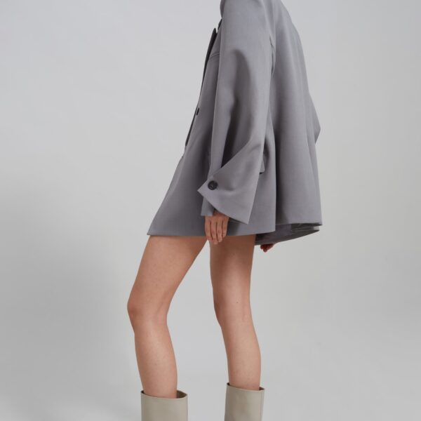 The Frankie Shop Pia Boxy Blazer - Grey - Oversized Minimalist Jackets in Grey - Shop at Coveti