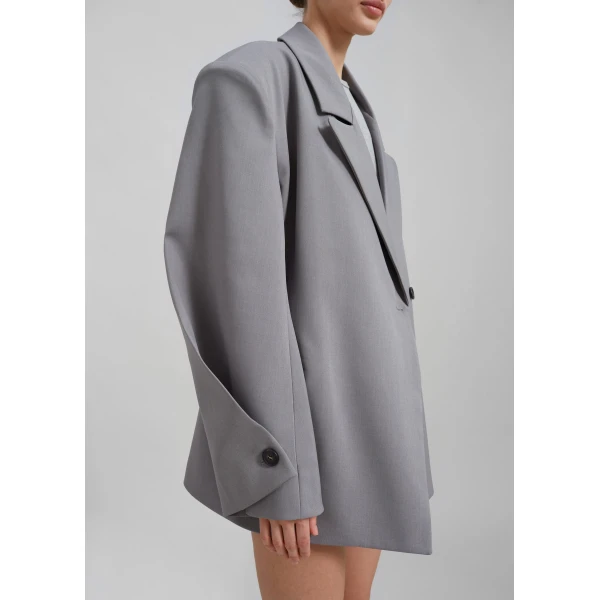 The Frankie Shop Pia Boxy Blazer – Grey, view 4