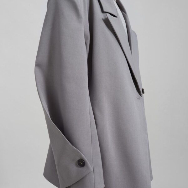 The Frankie Shop Pia Boxy Blazer - Grey - Oversized Minimalist Jackets in Grey - Shop at Coveti