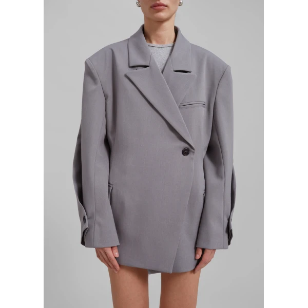 The Frankie Shop Pia Boxy Blazer – Grey, view 6