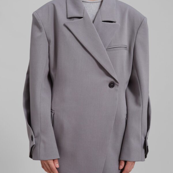The Frankie Shop Pia Boxy Blazer - Grey - Oversized Minimalist Jackets in Grey - Shop at Coveti