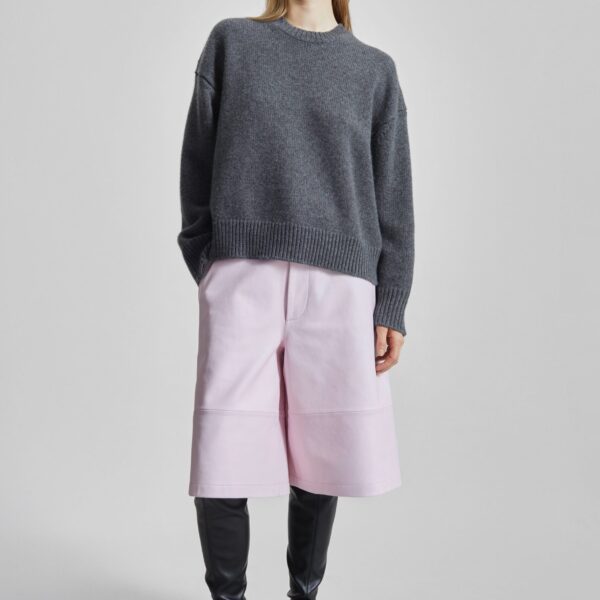 The Frankie Shop Pia Oversized Cashmere Sweater - Anthracite Melange - Oversized Minimalist Knitwear in Grey - Shop at Coveti