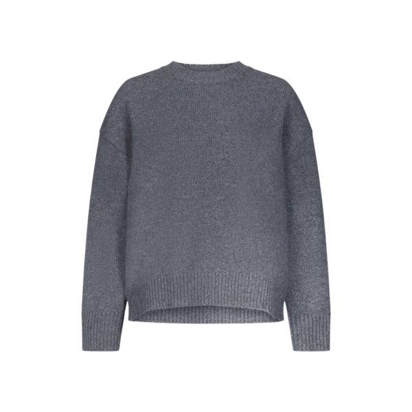 The Frankie Shop Pia Oversized Cashmere Sweater - Anthracite Melange - Oversized Minimalist Knitwear in Grey - Shop at Coveti