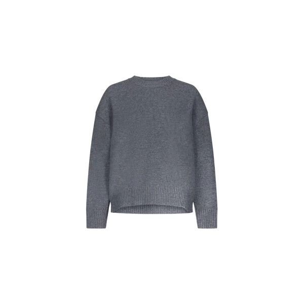 The Frankie Shop Pia Oversized Cashmere Sweater - Anthracite Melange - Oversized Minimalist Knitwear in Grey - Shop at Coveti