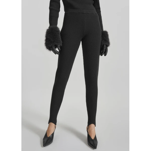 The Frankie Shop Piuma Knit Stirrup Leggings – Black, view 3
