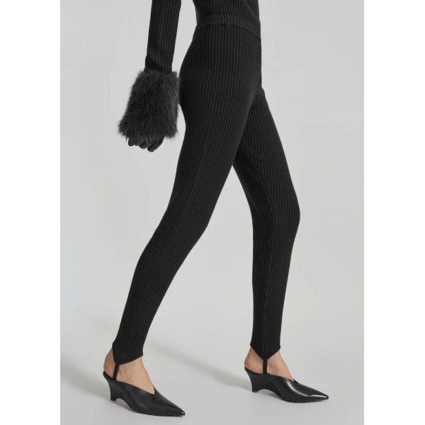 The Frankie Shop Piuma Knit Stirrup Leggings – Black, view 4