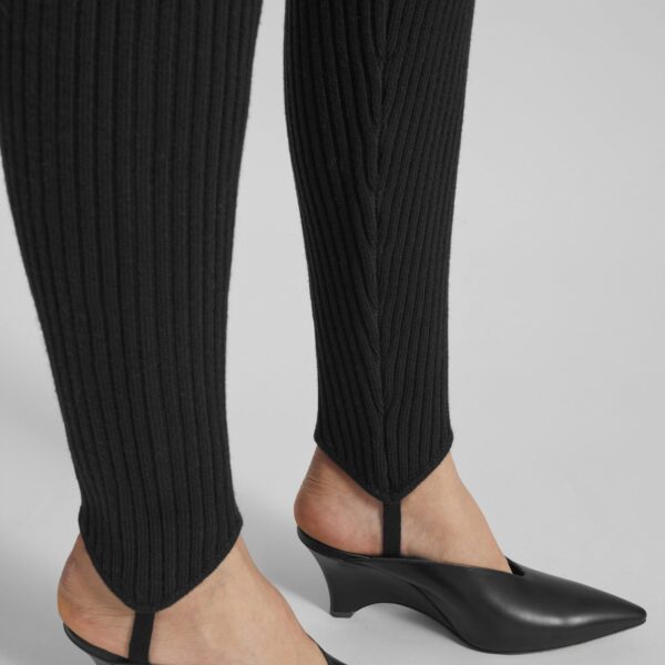 The Frankie Shop Piuma Knit Stirrup Leggings - Black - Oversized Minimalist Pants in Black - Shop at Coveti