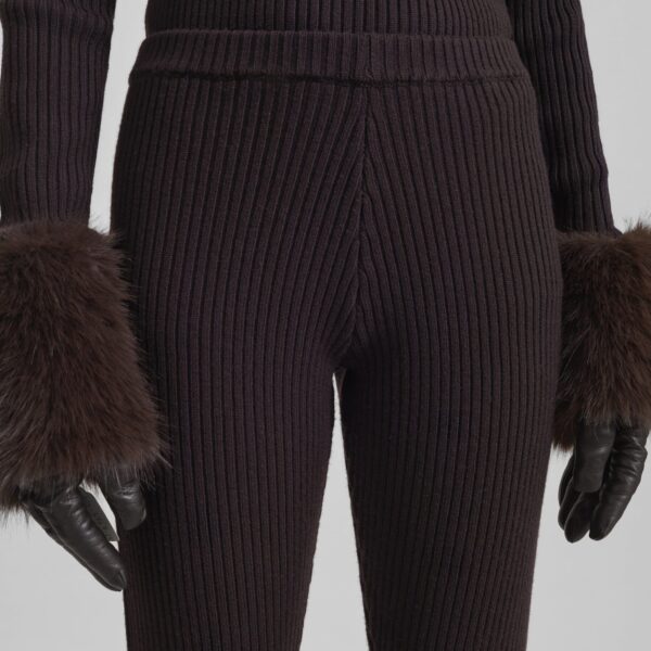The Frankie Shop Piuma Knit Stirrup Leggings - Brown - Oversized Minimalist Pants in Beige - Shop at Coveti