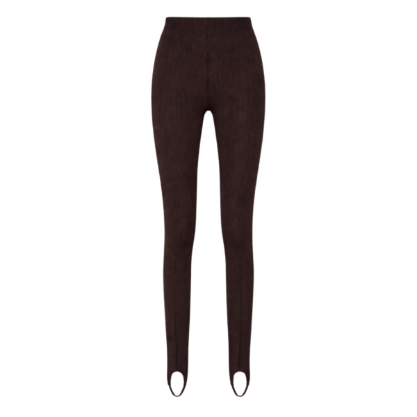 The Frankie Shop Piuma Knit Stirrup Leggings - Brown - Oversized Minimalist Pants in Beige - Shop at Coveti