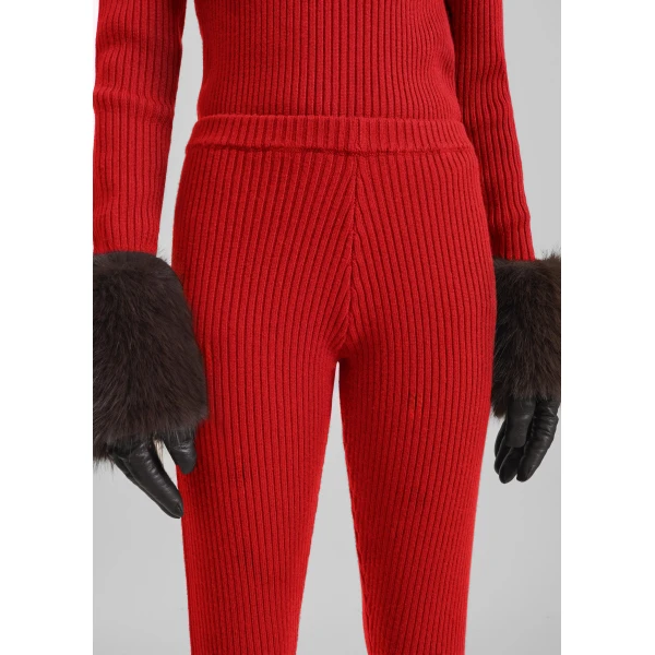 The Frankie Shop Piuma Knit Stirrup Leggings – Red, view 6
