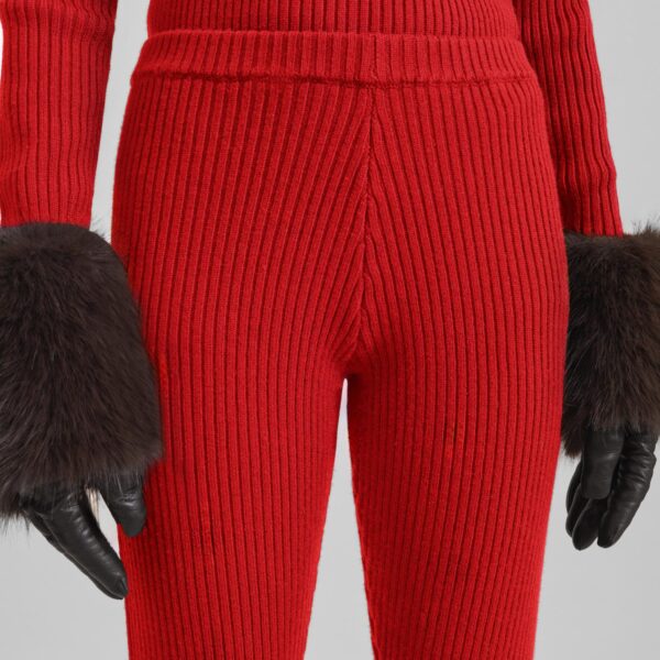The Frankie Shop Piuma Knit Stirrup Leggings - Red - Oversized Minimalist Pants in Red - Shop at Coveti