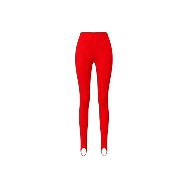 The Frankie Shop Piuma Knit Stirrup Leggings - Red - Oversized Minimalist Pants in Red - Shop at Coveti