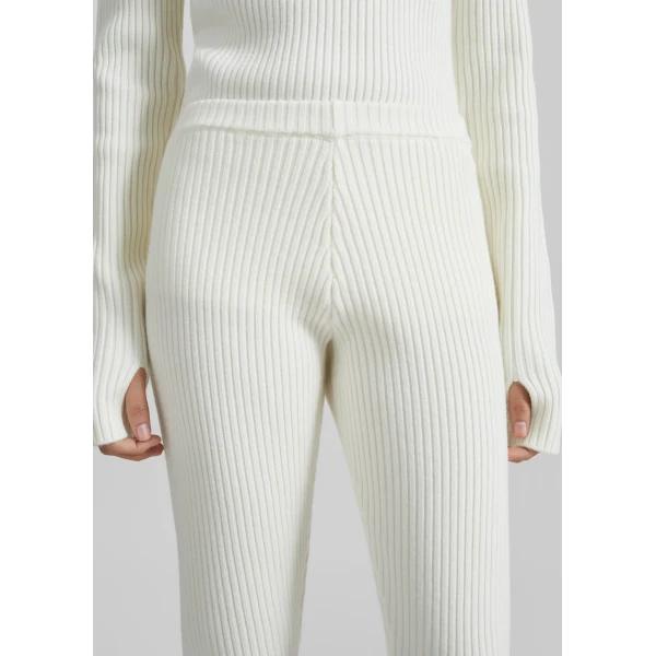 The Frankie Shop Piuma Knit Stirrup Leggings – White, view 6