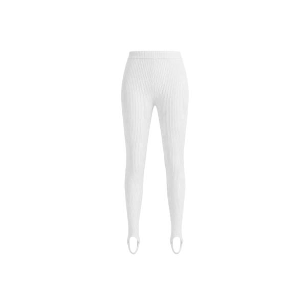 The Frankie Shop Piuma Knit Stirrup Leggings - White - Oversized Minimalist Pants in White - Shop at Coveti