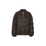 The Frankie Shop Pleated Bomber Jacket - Chocolate Brown - Oversized Minimalist Jackets in Beige - Shop at Coveti